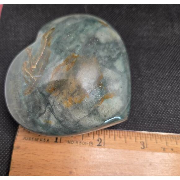Ocean Jasper Polished Heart 252 Grams Green Brown - Picture 2 of 5